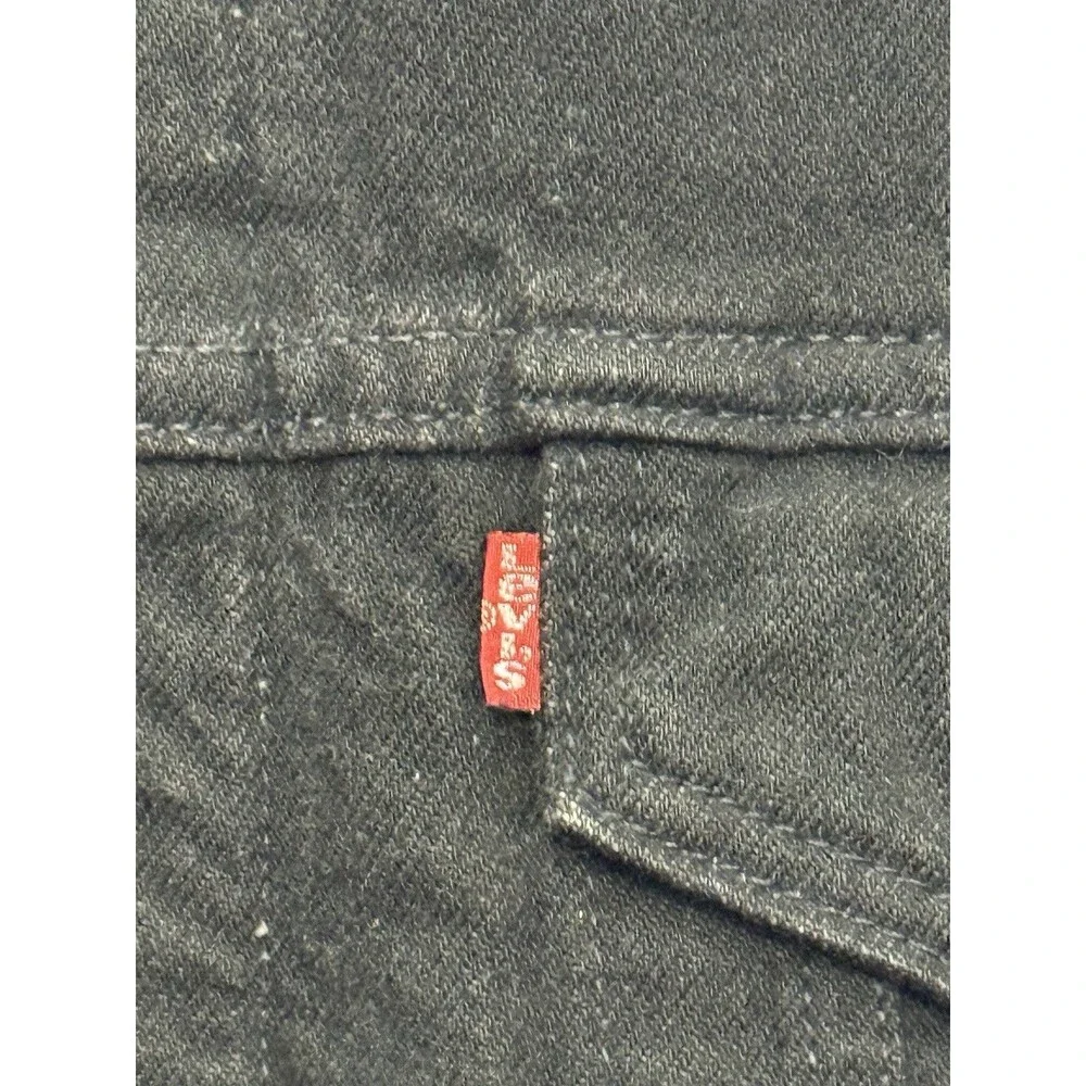 Levi’s Sherpa Lined Black Denim Trucker Vest Corduroy Collar Men’s L Vintage